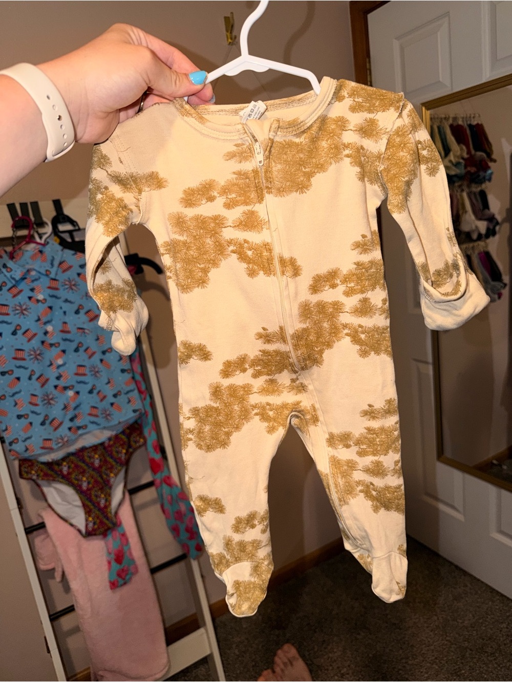 kate quinn Cream and Gold Botanical Footed One-Piece